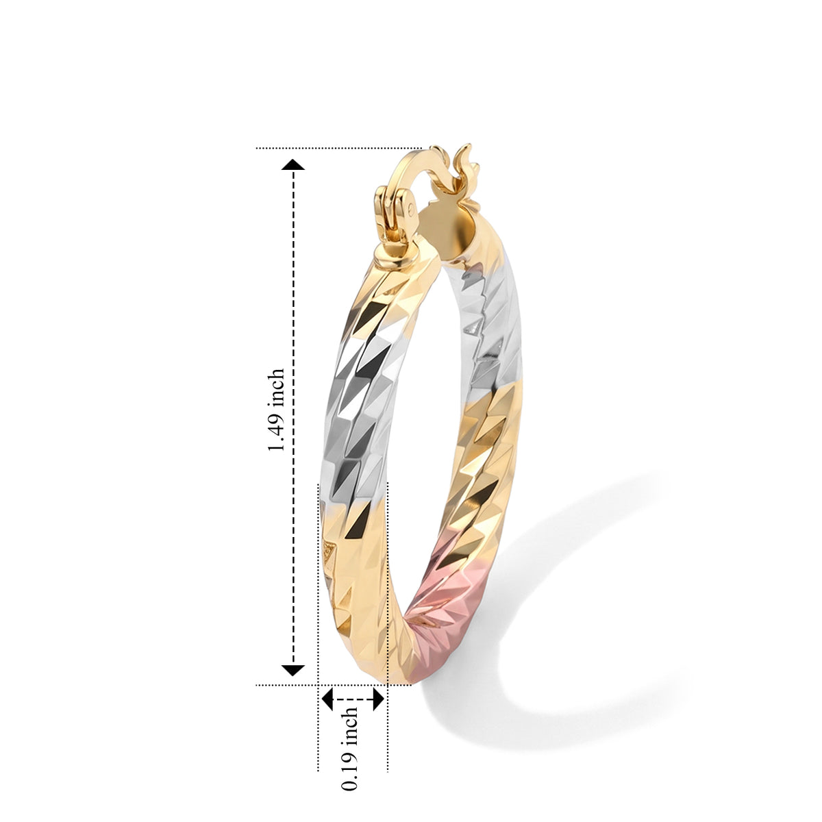 Manhattan Close Out - Tri-Colour Wheat Chain Bracelet (Size - 7.5) and Hoop Earrings Set 4528138 7
