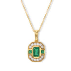 Emerald,  Lab Grown Diamond Chain (Size 20) and Main Stone With Side Stone Pendant in 18K YG Vermeil Sterling Silver 0.29 ct  0.930  Ct._4528584