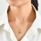 Emerald,  Lab Grown Diamond Chain (Size 20) and Main Stone With Side Stone Pendant in 18K YG Vermeil Sterling Silver 0.29 ct  0.930  Ct._4528584_1