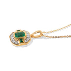 Emerald,  Lab Grown Diamond Chain (Size 20) and Main Stone With Side Stone Pendant in 18K YG Vermeil Sterling Silver 0.29 ct  0.930  Ct._4528584_3