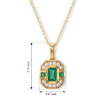 Emerald,  Lab Grown Diamond Chain (Size 20) and Main Stone With Side Stone Pendant in 18K YG Vermeil Sterling Silver 0.29 ct  0.930  Ct._4528584_4