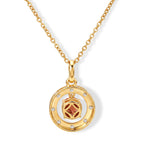 Luxuriant - Lab Created Padparadscha Sapphire & White Zircon Pendant in Yellow Gold Plated Sterling Silver with Chain (Size 20) 2.40_4528661_4