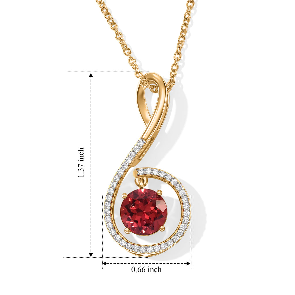 Luxuriant - Lab Created Padparadscha Sapphire & White Zircon Pendant in Yellow Gold Plated with Chain (Size 20) 4.20 Ct._4528662_5