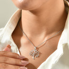 White Diamond Pendant with Chain (Size 20) Stainless Steel  0.005  Ct._4528713_2