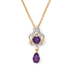 D'Joy - African Amethyst, Fresh Water Pearl & White Zircon Pendant in Yellow Gold Plated Sterling Silver with Chain (Size 20) 1.85 Ct._4529920