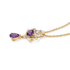 D'Joy - African Amethyst, Fresh Water Pearl & White Zircon Pendant in Yellow Gold Plated Sterling Silver with Chain (Size 20) 1.85 Ct._4529920_3