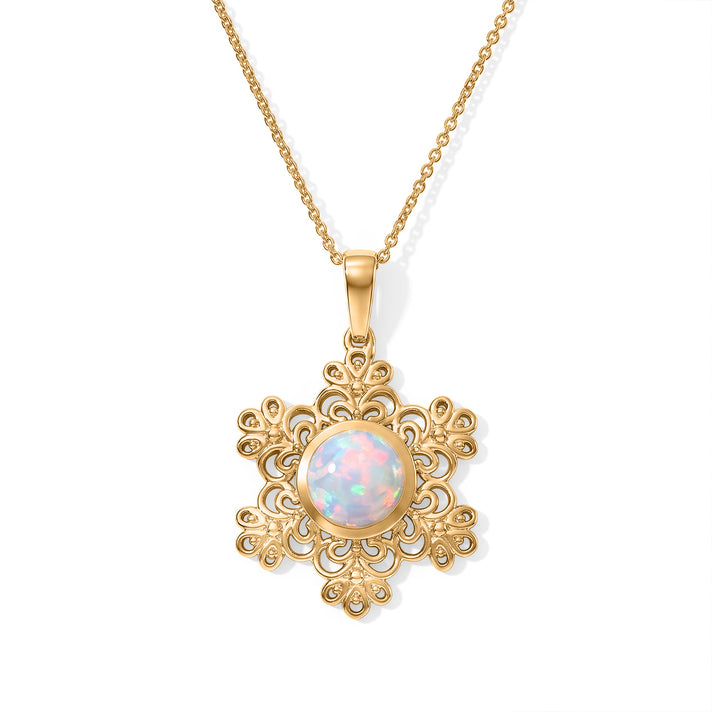 D'Joy - AAA Ethiopian Opal Floral Pendant with Chain (Size 20) in Yellow Gold Plated Sterling Silver 1.20 Ct. 4530015 1