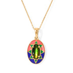 D'Joy - Ammolite Pendant with Chain (Size 20) in 18K Vermeil Yellow Gold Plated Sterling Silver 1.30 Ct._4530476