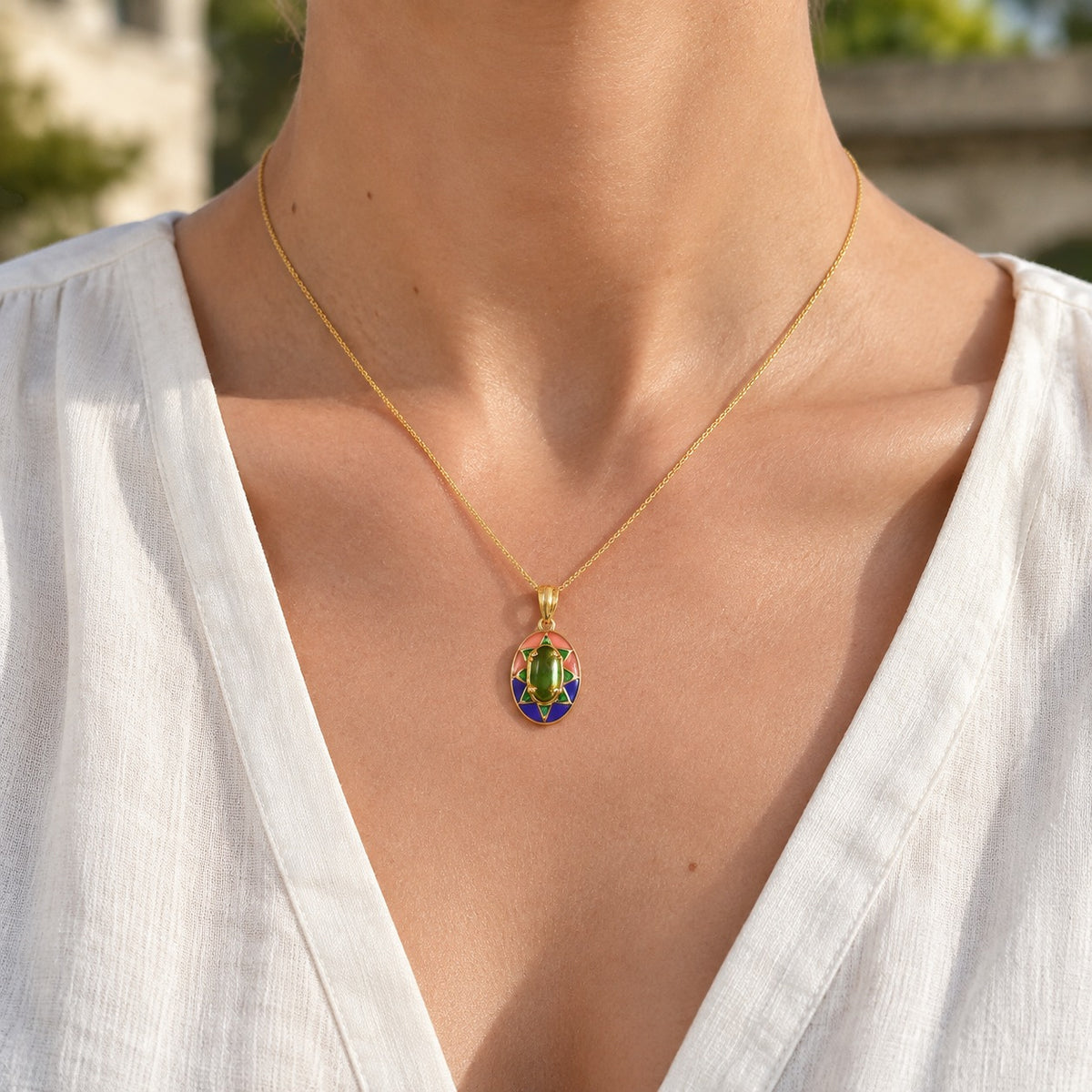 D'Joy - Ammolite Pendant with Chain (Size 20) in 18K Vermeil Yellow Gold Plated Sterling Silver 1.30 Ct. 4530476 2