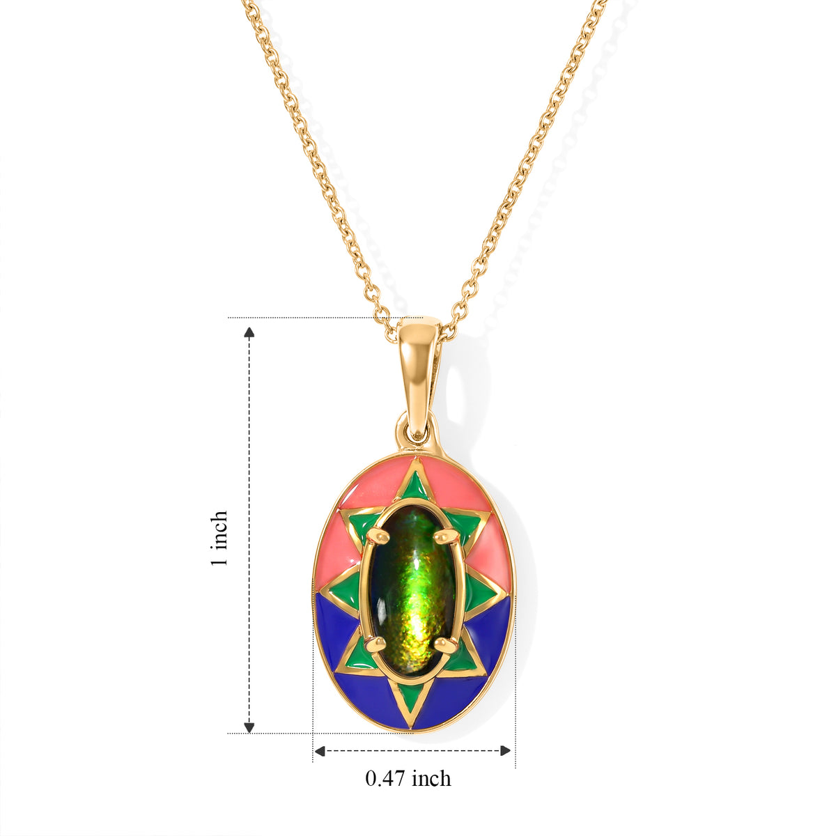 D'Joy - Ammolite Pendant with Chain (Size 20) in 18K Vermeil Yellow Gold Plated Sterling Silver 1.30 Ct. 4530476 5