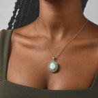 Ethiopian Opal,  Moissanite,  Tsavorite Garnet Pendant with Chain (Size 20) in Rhodium Overlay Sterling Silver 1.94 ct  Silver Wt. 5.1 Gms  5.040  Ct._4531199_2