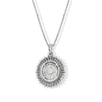 Ethiopian Opal,  Moissanite,  Tsavorite Garnet Pendant with Chain (Size 20) in Rhodium Overlay Sterling Silver 1.94 ct  Silver Wt. 5.1 Gms  5.040  Ct._4531199_4