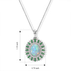 Ethiopian Opal,  Moissanite,  Tsavorite Garnet Pendant with Chain (Size 20) in Rhodium Overlay Sterling Silver 1.94 ct  Silver Wt. 5.1 Gms  5.040  Ct._4531199_5