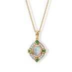 Ethiopian Opal,  White Zircon,  Zambian Emerald Pendant with Chain (Size 20) Mix Metal 0.72 ct  2.020  Ct._4531208