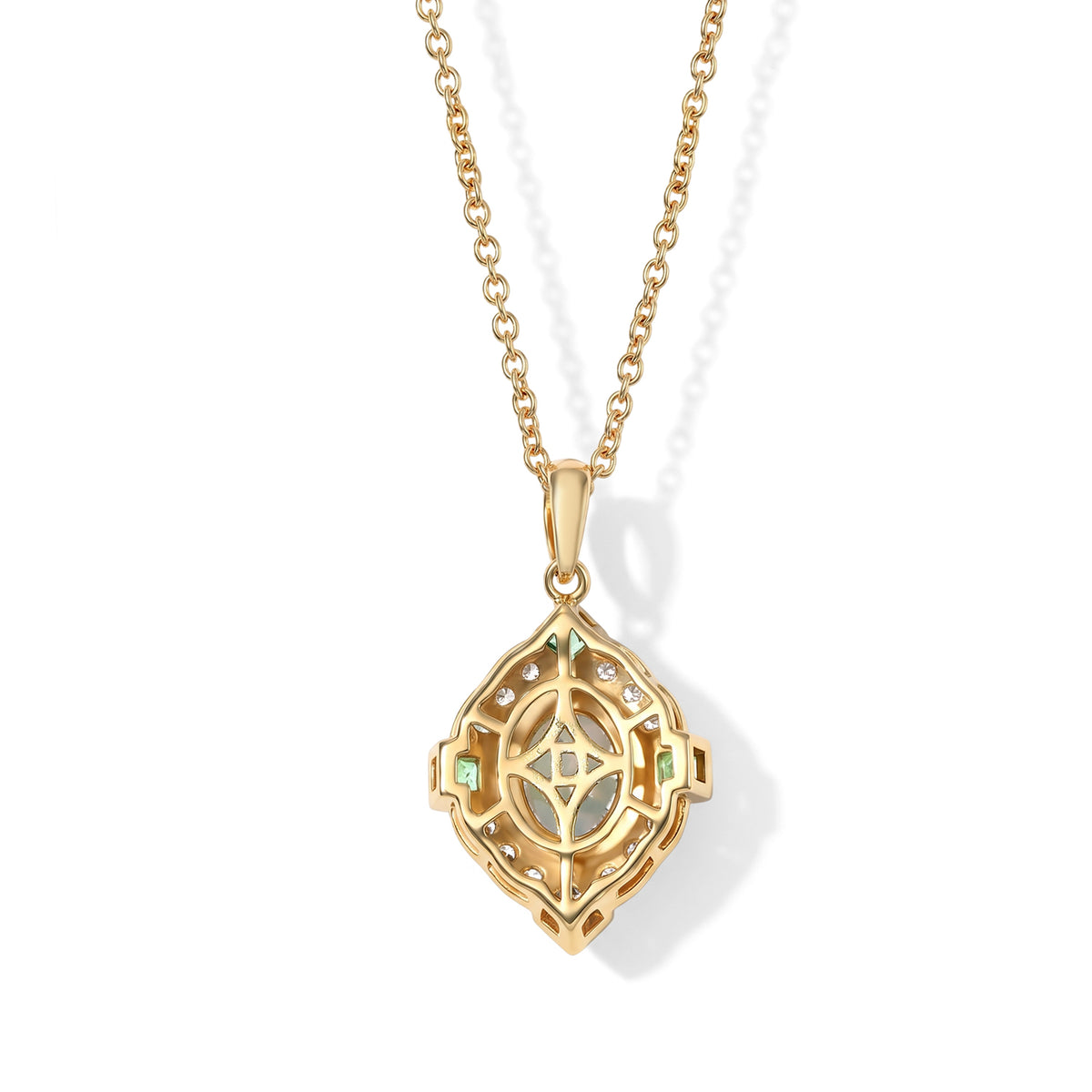 Ethiopian Opal,  White Zircon,  Zambian Emerald Pendant with Chain (Size 20) Mix Metal 0.72 ct  2.020  Ct. 4531208 4