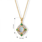 Ethiopian Opal,  White Zircon,  Zambian Emerald Pendant with Chain (Size 20) Mix Metal 0.72 ct  2.020  Ct._4531208_5