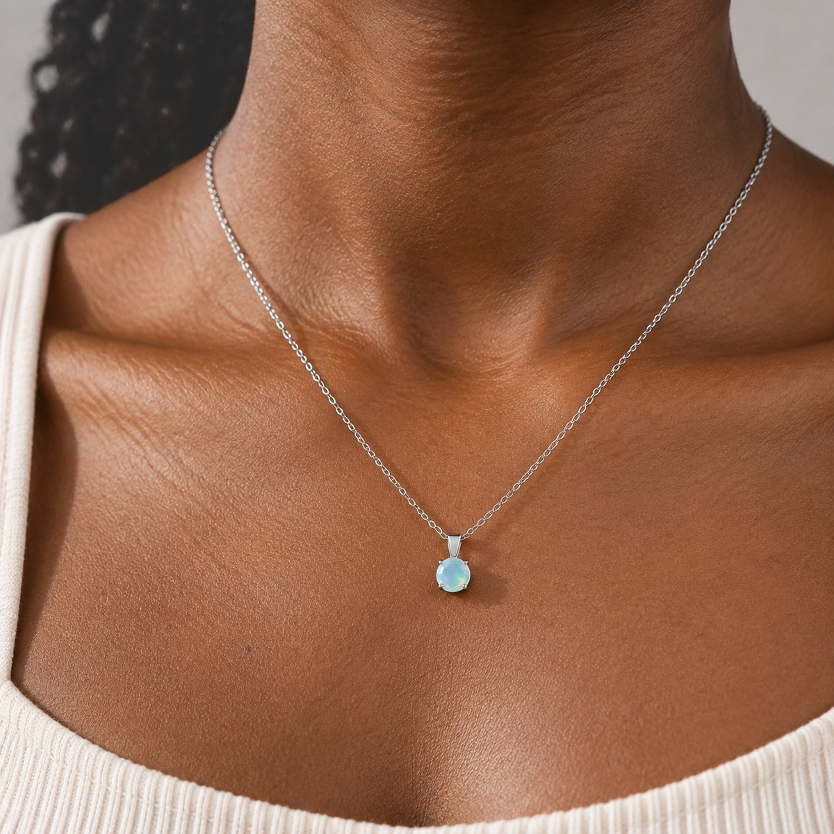 Ethiopian Opal Pendant with Chain (Size 20) in Platinum Overlay Sterling Silver  0.600  Ct. 4531225 1