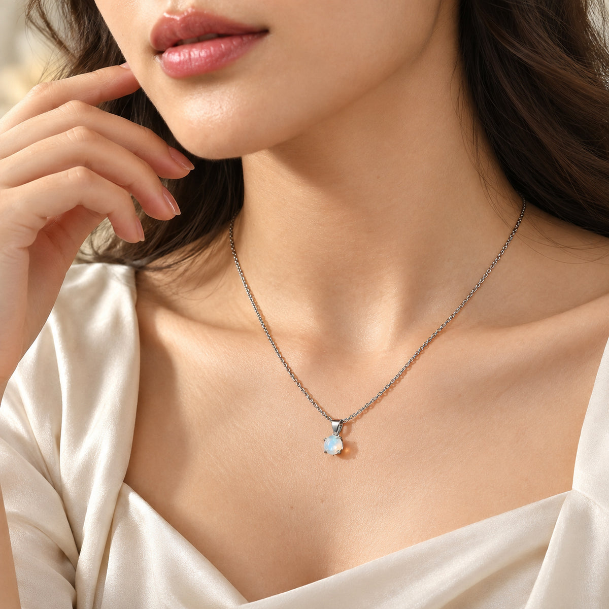 Ethiopian Opal Pendant with Chain (Size 20) in Platinum Overlay Sterling Silver  0.600  Ct. 4531225 2