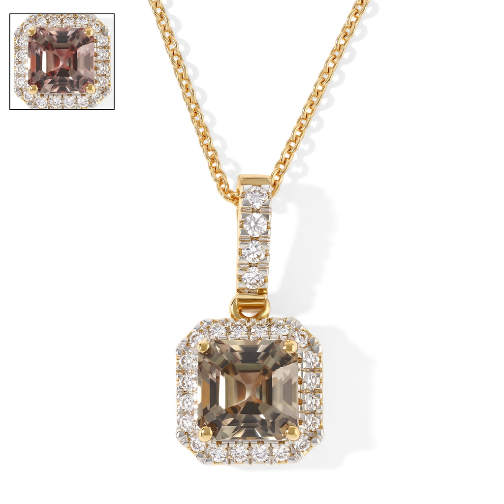 Luxuriant - AAA Turkizite & Lab Grown Diamond (SI/G-H) Pendant with Chain (Size 20) in 18K Vermeil Yellow Gold Plated Sterling Silver 1.65 Ct._4531248