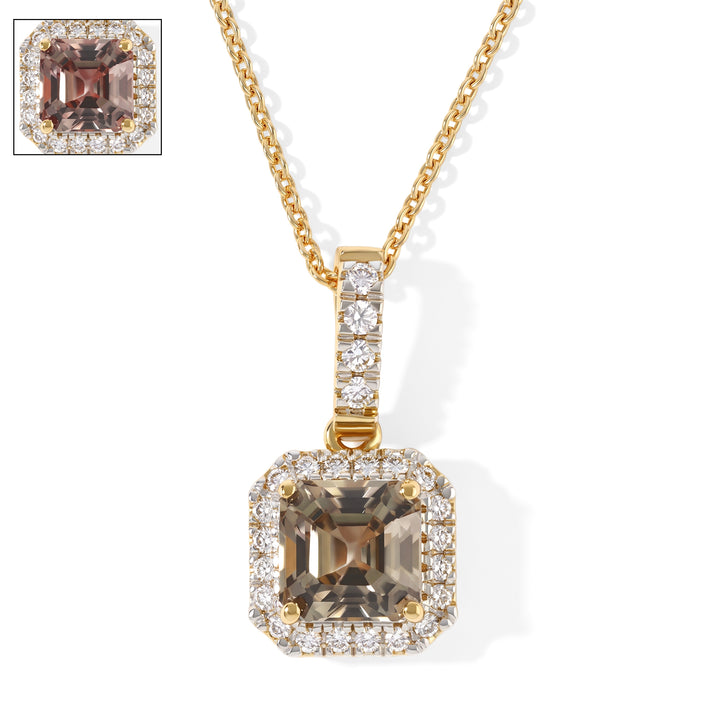 AAA Natural Turkizite &amp; Grown Diamond (SI-G-H) Pendant with Chain (Size 20) in 18K Gold Vermeil Sterling Silver 1.65 Ct. 4531248 1