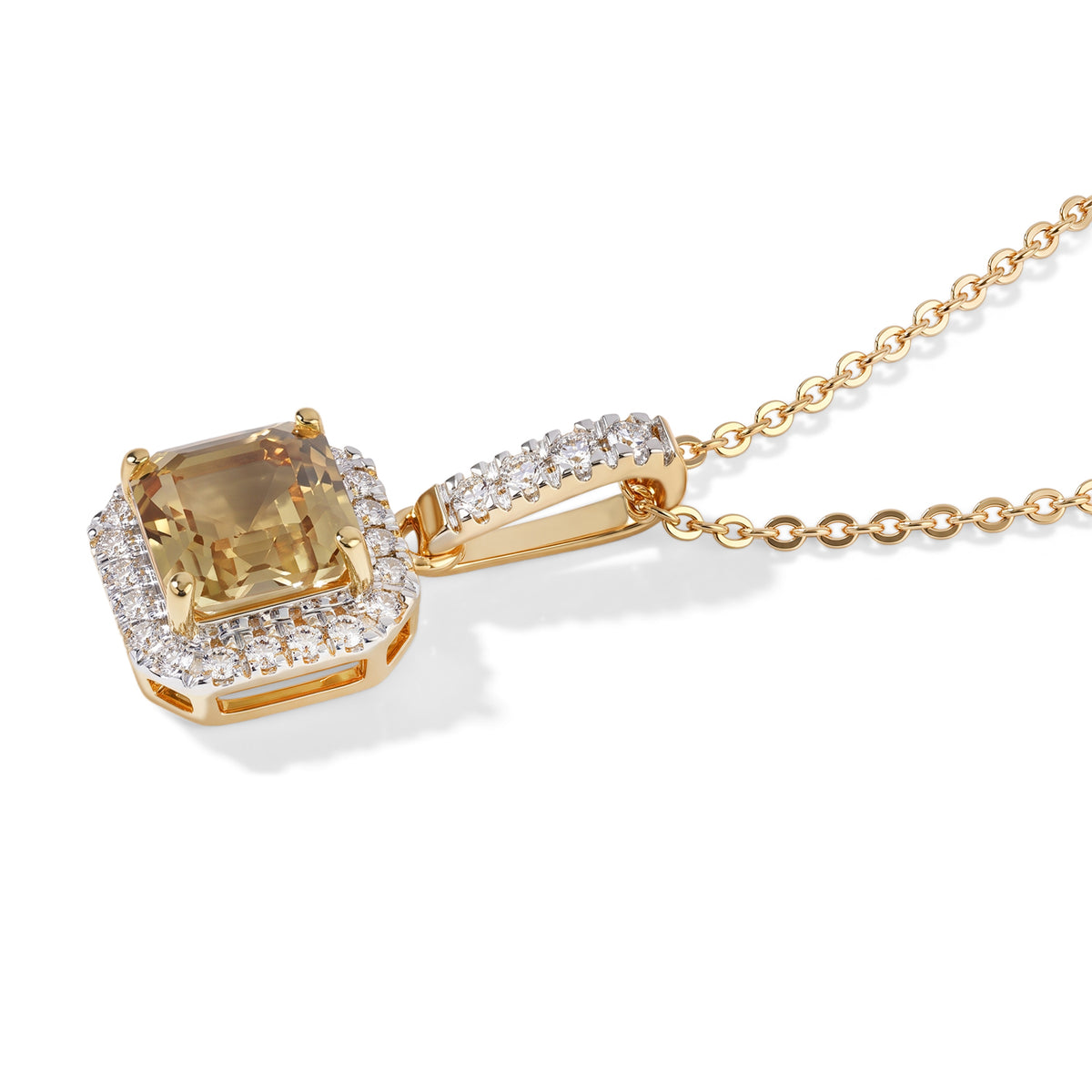 AAA Natural Turkizite &amp; Grown Diamond (SI/G-H) Pendant with Chain (Size 20) in 18K Gold Vermeil Sterling Silver 1.65 Ct. 4531248 4