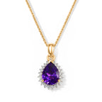 Luxuriant - AAA Zambian Amethyst & Lab Grown Diamond (SI/G-H) Halo Pendant with Chain (Size 20) in 18K Vermeil Yellow Gold Plated Sterling Silver 2.40_4531312