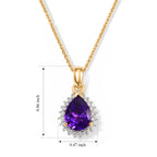Luxuriant - AAA Zambian Amethyst & Lab Grown Diamond (SI/G-H) Halo Pendant with Chain (Size 20) in 18K Vermeil Yellow Gold Plated Sterling Silver 2.40_4531312_5