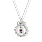African Ruby,  Natural Chrome Diopside,  White Zircon Pendant with Torn Chain 19DC (Size 20) in Rhodium Overlay Sterling Silver 1.32 ct  Silver Wt. 5.35 Gms  3.520  Ct._4531496_4