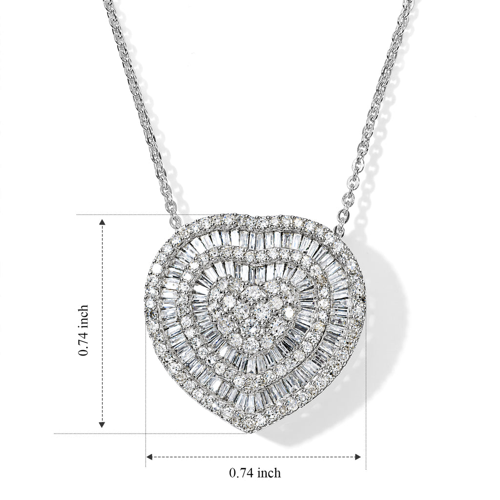 GP - Natural White Diamond & Blue Sapphire Pendant with Chain (Size - 20) in Rhodium Overlay Sterling Silver 0.85 Ct._4531668_7