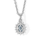Luxuriant - Blue Zircon & Lab Grown Diamond (SI/G-H) Sunburst Halo Pendant in Platinum Overlay Sterling Silver with Chain (Size 20) 1.27 Ct._4532126_4