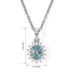 Luxuriant - Blue Zircon & Lab Grown Diamond (SI/G-H) Sunburst Halo Pendant in Platinum Overlay Sterling Silver with Chain (Size 20) 1.27 Ct._4532126_5
