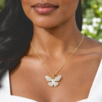 EverTrue - Natural White Diamond Butterfly Pendant with Chain (Size 20) in Yellow Gold Tone_4532249_1