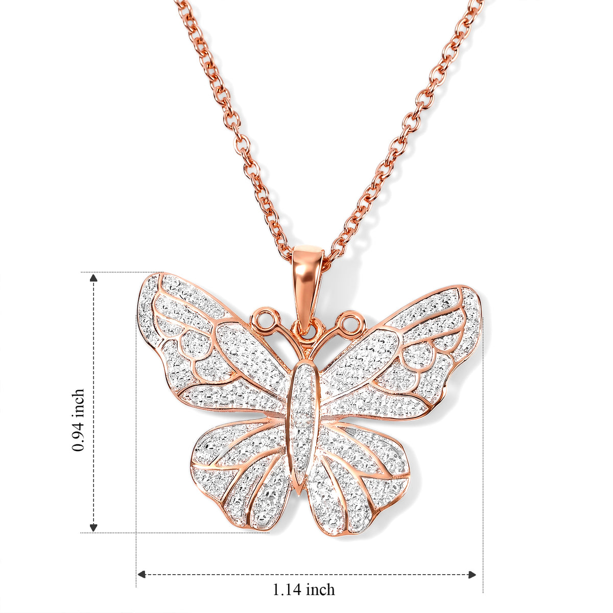 EverTrue - Natural White Diamond Pendant with Chain (Size 20) in Rose Gold Tone 4532250 4