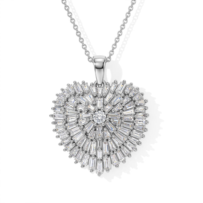 Moissanite Firecracker Heart Pendant with Chain (Size 20) in Rhodium Overlay Sterling Silver 2.80 Ct. 4532285 1