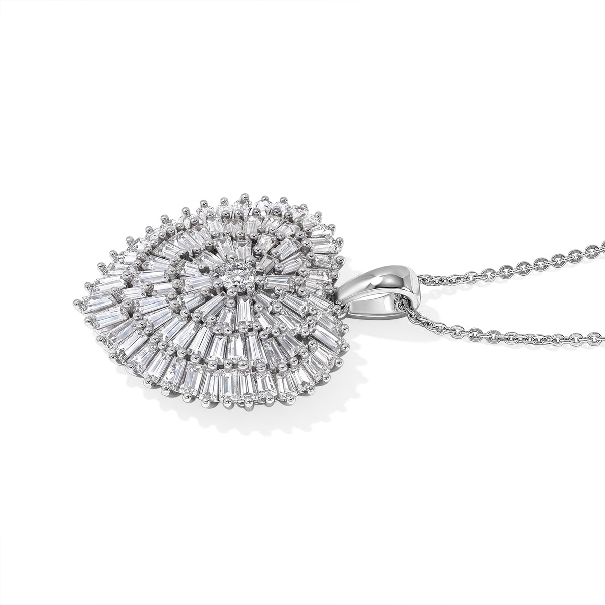 Moissanite Firecracker Heart Pendant with Chain (Size 20) in Rhodium Overlay Sterling Silver 2.80 Ct. 4532285 3