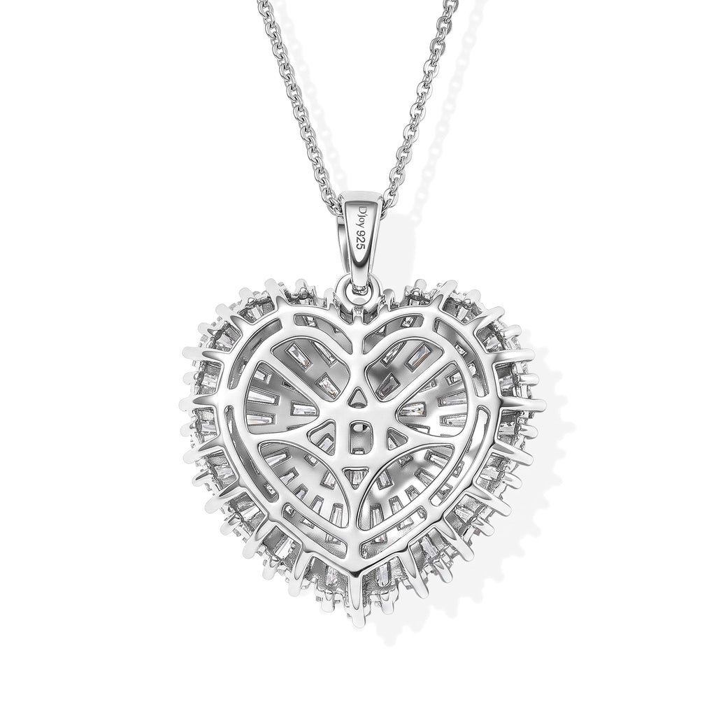 Moissanite Firecracker Heart Pendant with Chain (Size 20) in Rhodium Overlay Sterling Silver 2.80 Ct._4532285_4