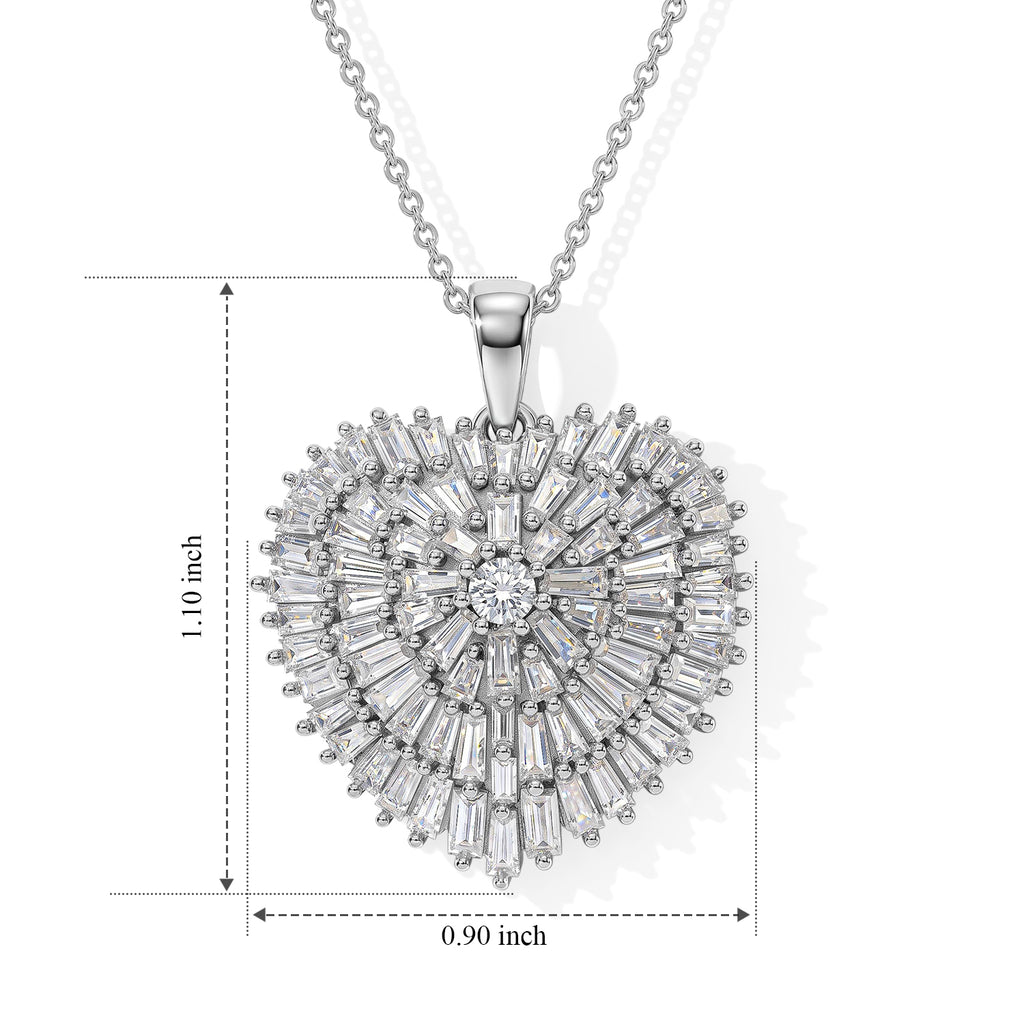Moissanite Firecracker Heart Pendant with Chain (Size 20) in Rhodium Overlay Sterling Silver 2.80 Ct._4532285_5