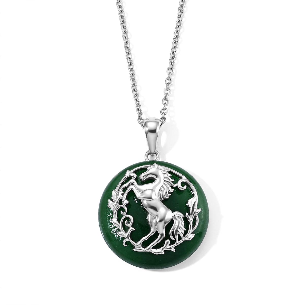 EverTrue - Dyed Green Jade Horse Pendant with Chain (Size 20) 22.00 Ct. 4532558 0