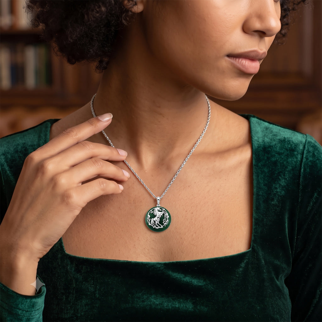 EverTrue - Dyed Green Jade Horse Pendant with Chain (Size 20) 22.00 Ct._4532558_1