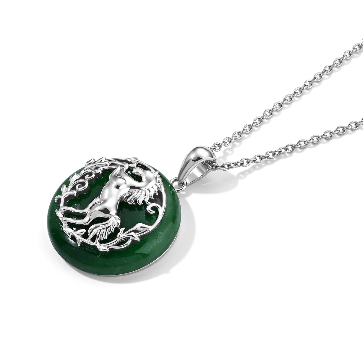 EverTrue - Dyed Green Jade Horse Pendant with Chain (Size 20) 22.00 Ct. 4532558 2