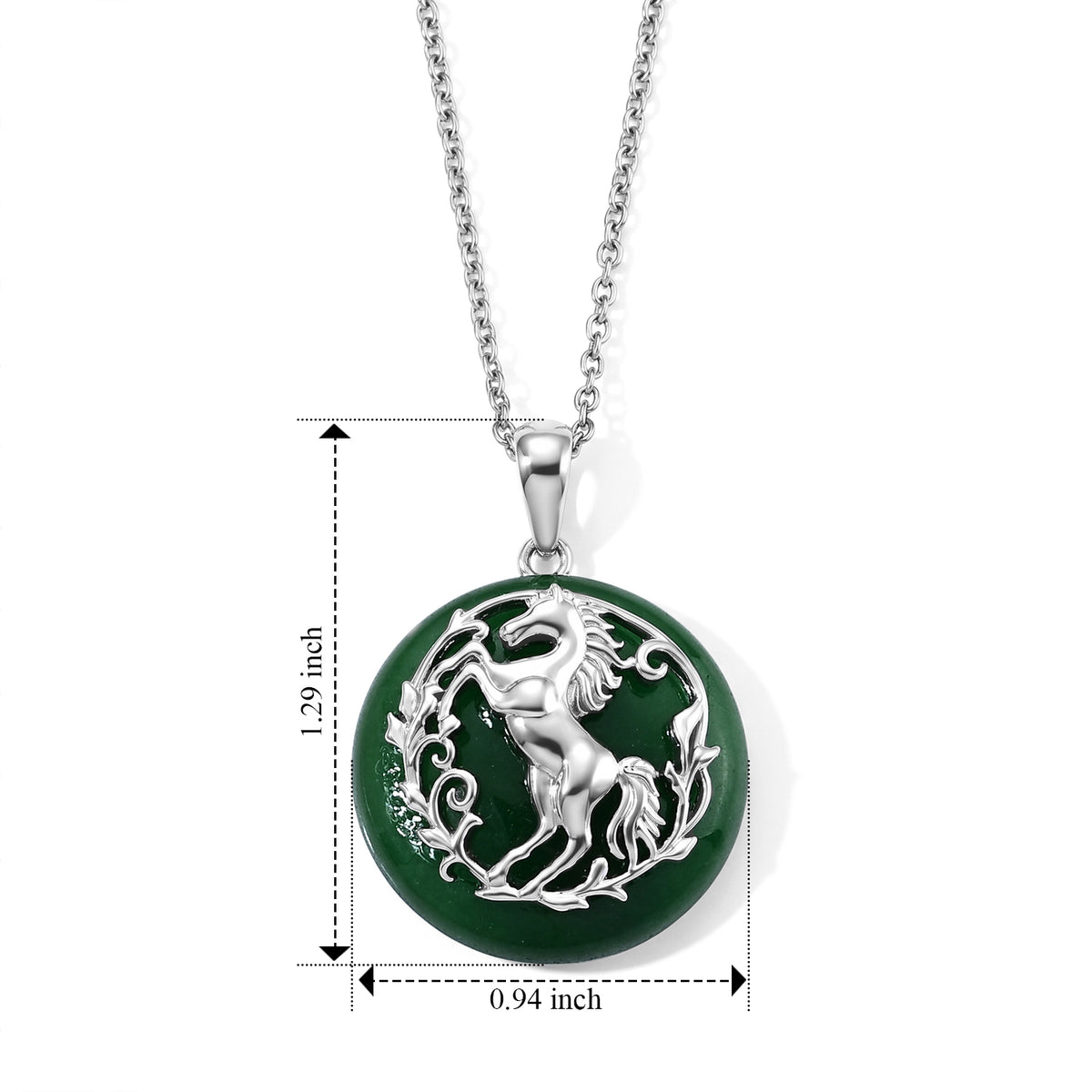EverTrue - Dyed Green Jade Horse Pendant with Chain (Size 20) 22.00 Ct. 4532558 4