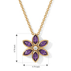 Luxuriant - AAA Zambian Amethyst & Lab Grown Diamond (SI/G-H) Floral Pendant in Yellow Gold Plated Sterling Silver with Chain (Size 20) 1.40 Ct._4532768_5