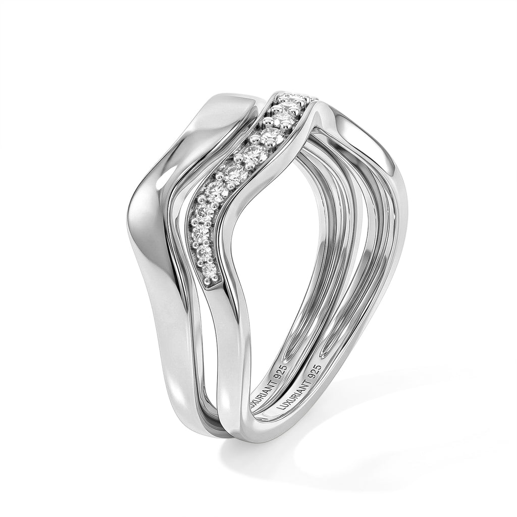 Set of 2 - Luxuriant Lab Grown Diamond (SI/G-H) Stackable Ring in Rhodium Overlay Sterling Silver_4532973_4