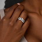 Set of 2 - Luxuriant Lab Grown Diamond (SI/G-H) Stackable Ring in Rhodium Overlay Sterling Silver_4532978_1