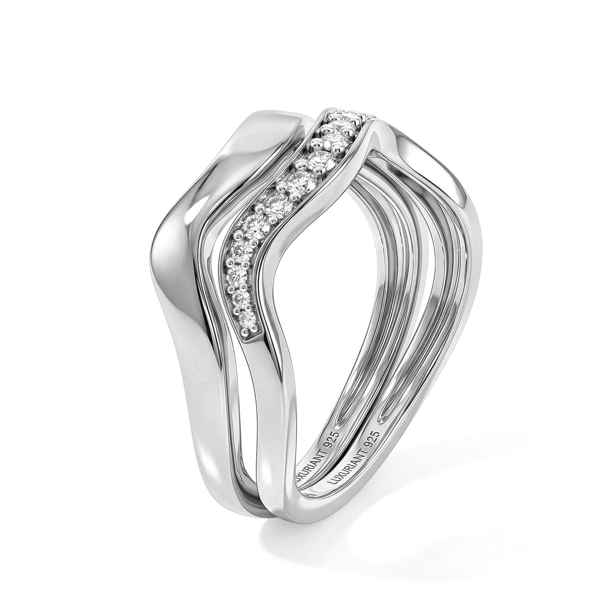 Set of 2 - Luxuriant Lab Grown Diamond (SI/G-H) Stackable Ring in Rhodium Overlay Sterling Silver 4532984 4