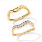 Set of 2 - Luxuriant Lab Grown Diamond (SI/G-H) Stackable Ring in 18K Vermeil Yellow Gold Plated Sterling Silver_4532992_3