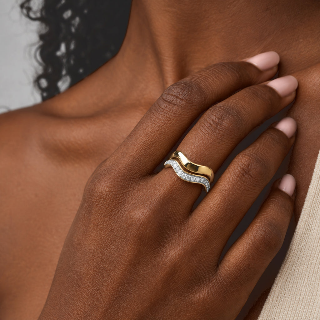 Set of 2 - Luxuriant Lab Grown Diamond (SI/G-H) Stackable Ring in 18K Vermeil Yellow Gold Plated Sterling Silver_4532995_1