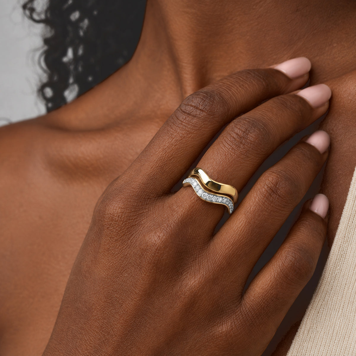 Set of 2 - Luxuriant Lab Grown Diamond (SI/G-H) Stackable Ring in 18K Vermeil Yellow Gold Plated Sterling Silver 4532995 1