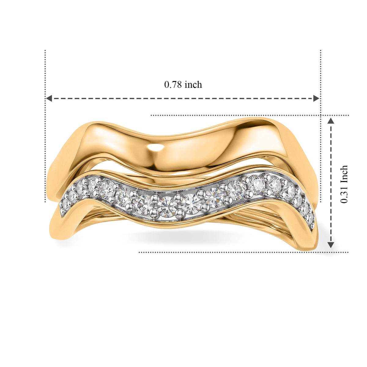 Set of 2 - Luxuriant Lab Grown Diamond (SI/G-H) Stackable Ring in 18K Vermeil Yellow Gold Plated Sterling Silver 4532995 5