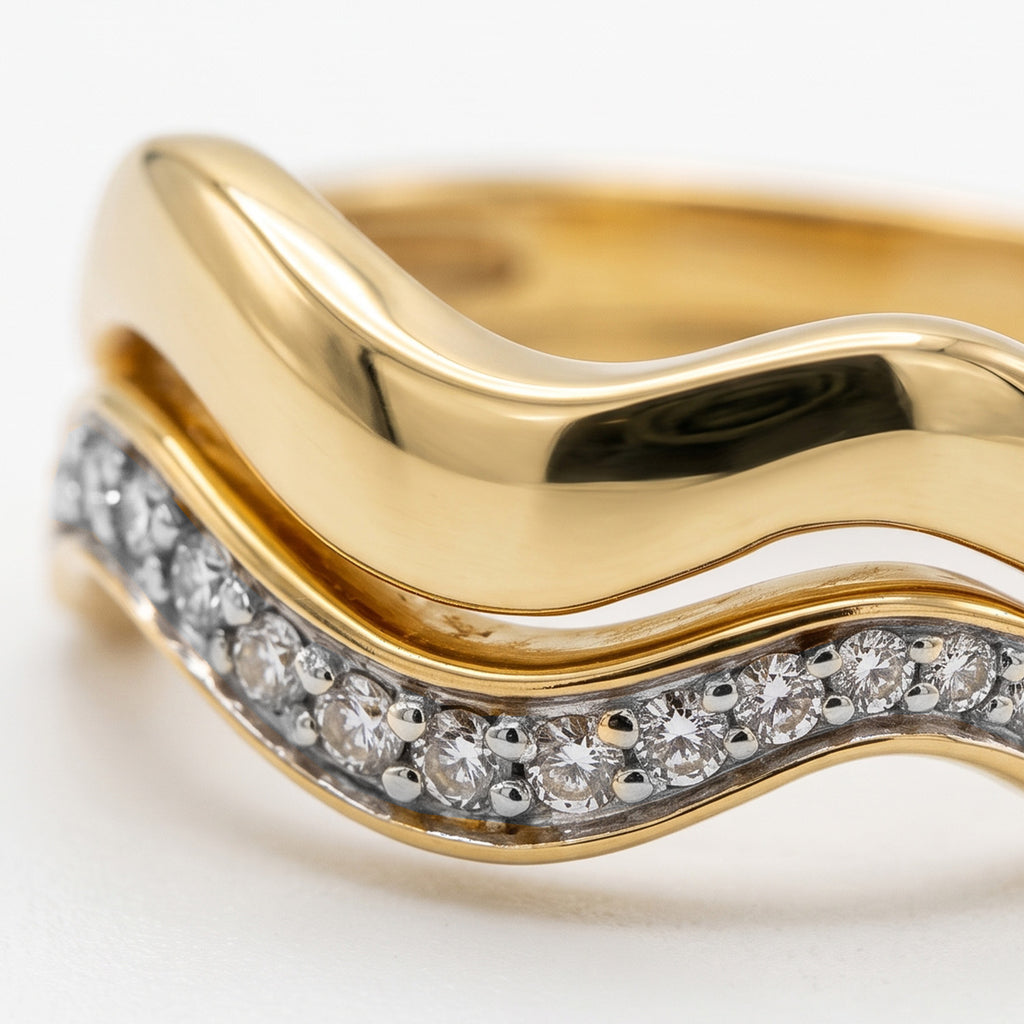 Set of 2 - Luxuriant Lab Grown Diamond (SI/G-H) Stackable Ring in 18K Vermeil Yellow Gold Plated Sterling Silver_4532997_2